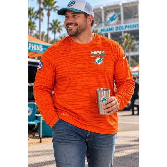 Nike Other - Nike Miami Dolphins NFL On Field Dri-FIT Long Sleeve Shirt Orange Men's 3XL